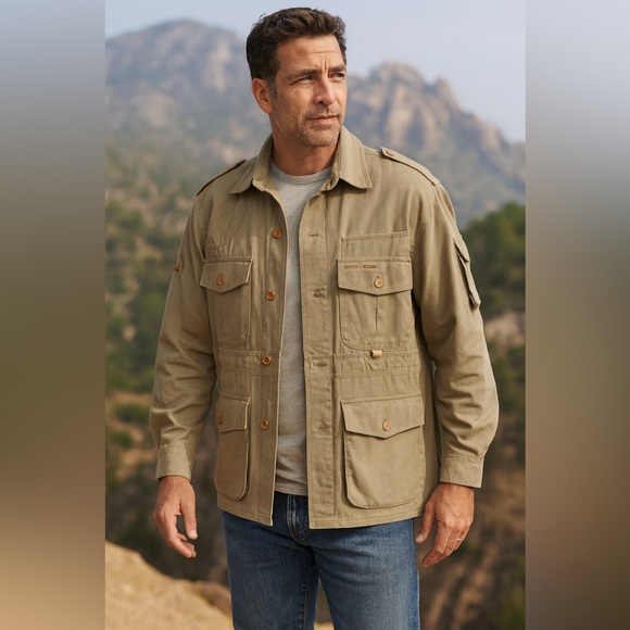 ORVIS Vintage Khaki Fly Fishing Utility Field Jacket Chore Coat M - Picture 1 of 16